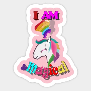 unicorn 4th birthday: I am 4 and magical Sticker